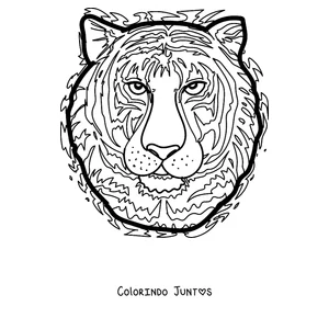 Desenho para colorir do rosto de um tigre de frente