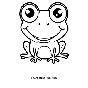 Desenho para colorir de um sapo sorridente de olhos grandes