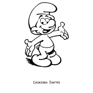 Desenho para colorir de um Smurf acenando feliz
