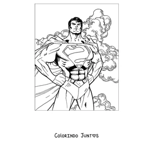 Desenho para colorir do Superman em pé com as mãos na cintura