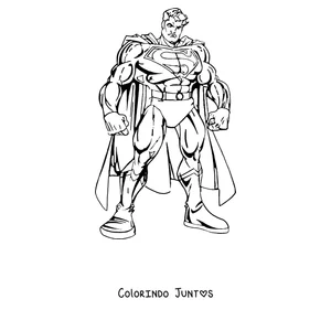 Desenho para colorir do Superman em pé com os punhos cerrados