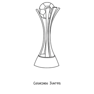 Desenho para colorir do troféu do Mundial de Clubes com uma bola em cima