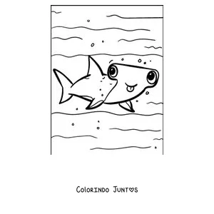 Desenho para colorir de um tubarão-martelo de olhos grandes