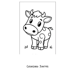 Desenho para colorir de vaca fofa com manchas de frente