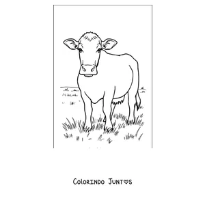 Desenho para colorir de vaca leiteira pastando no prado