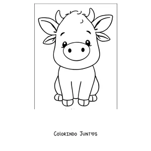 Desenho para colorir de vaca sorridente de frente