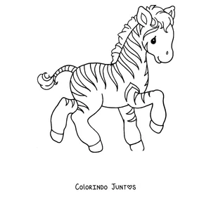 Desenho para colorir de um bebê zebra brincando
